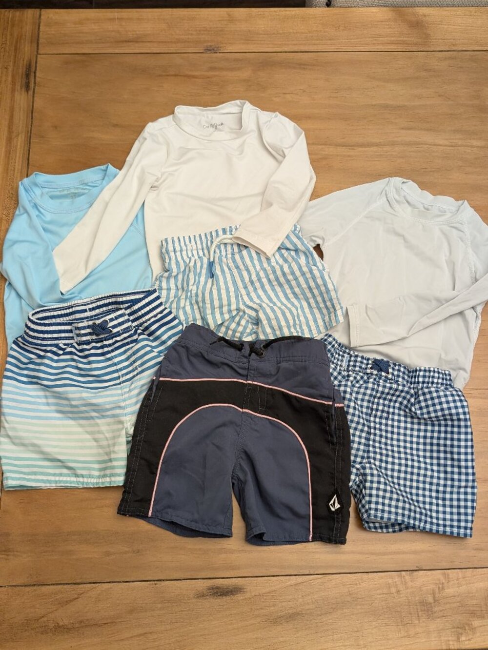 Set of 3 Size 3T Toddler Boy Swimsuit Trunks Sets w/Rashguards, Various Brands